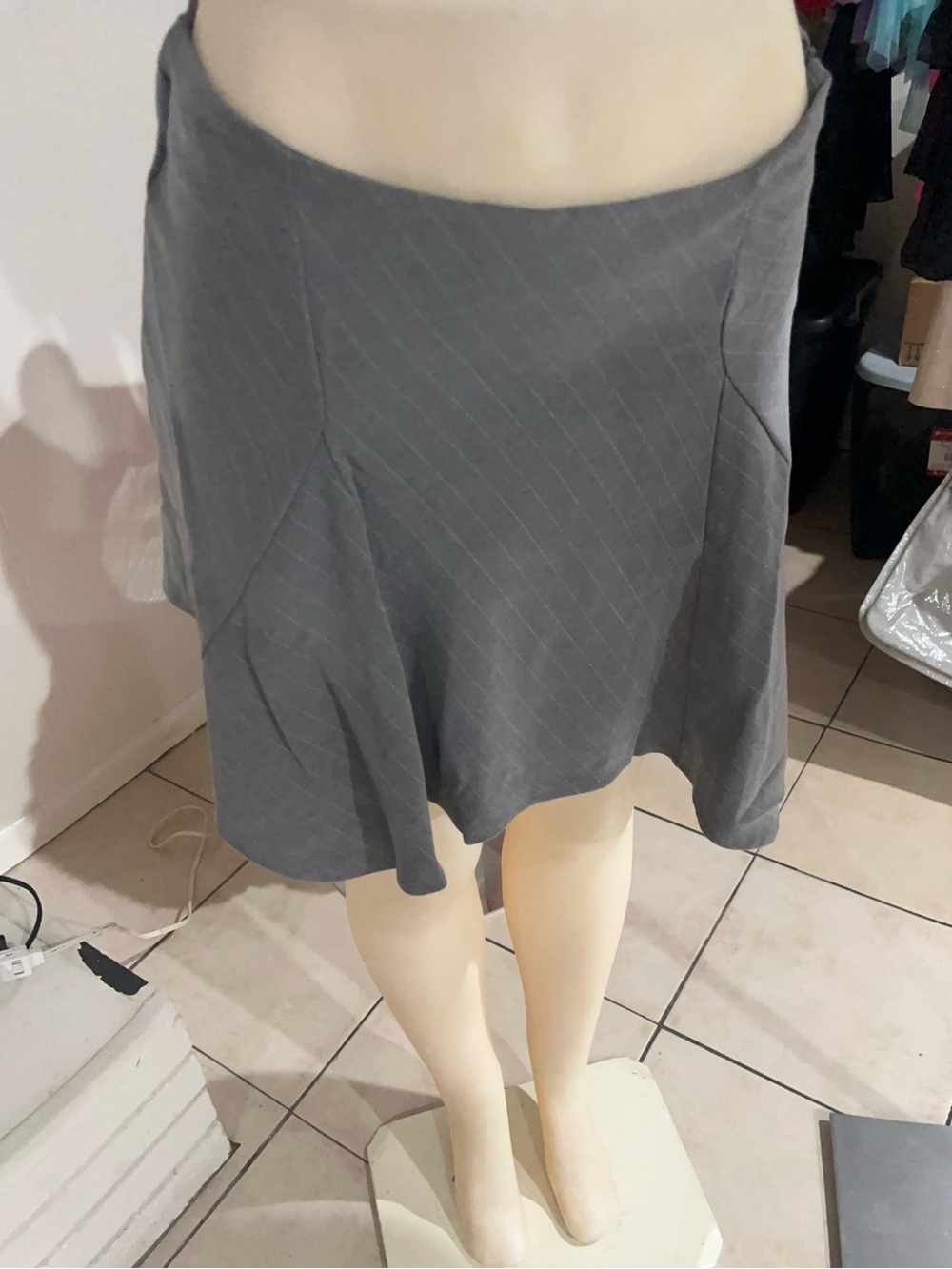 Gray Pinstripe Circle Skirt - Women's Flared Skater Style